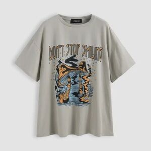 Cider Don't Stop Smiling Graphic Tee with mushrooms